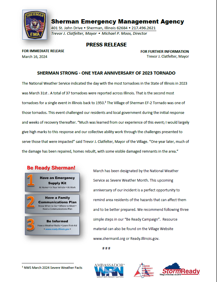 The Village of Sherman, Illinois